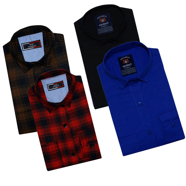 Combo of 4 Casual Shirts for Men (Multicolor, S)