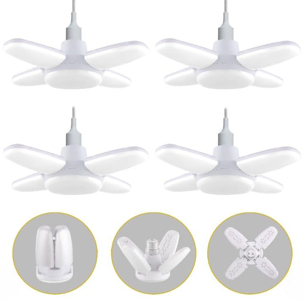Charkee 25W Cool Day Mini fan Blade 4 Leaf Foldable LED Bulb with Angle Adjustable Ceiling Lights Home Pack of 4