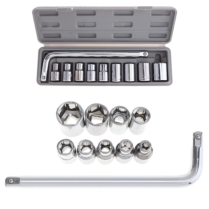 10-Pcs Socket Handle Set | Hand Tool Kit for Home DIY, Automobile & Vehicle Maintenance Repair (Pack of 1)
