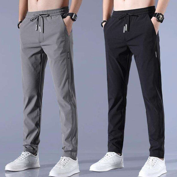 Men Solid Black, Grey Track Pants ( Pack of 2 )