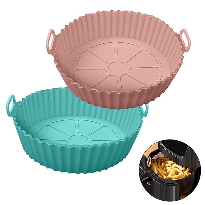 2 Air Fryer Silicone Liners Basket Bowl