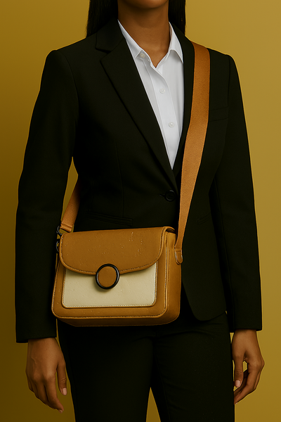 A modern sling bag with a two-tone design work Handmade Handbag for Ladies//பெண்களுக்கான நவீன, இரண்டு வண்ண வடிவமைப்பைக் கொண்ட கைவினை ஸ்லிங் பை.