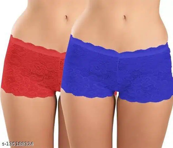 Net Briefs for Women (Red & Blue, XXL) (Set of 2)