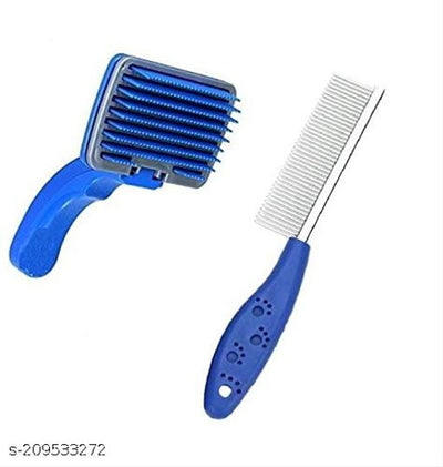 ABS Plastic Slicker Brush with Hair Brush for Pet (Multicolor, Set of 2)