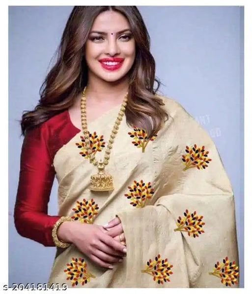 Jacquard Saree For Women (Off White, 6.3m)