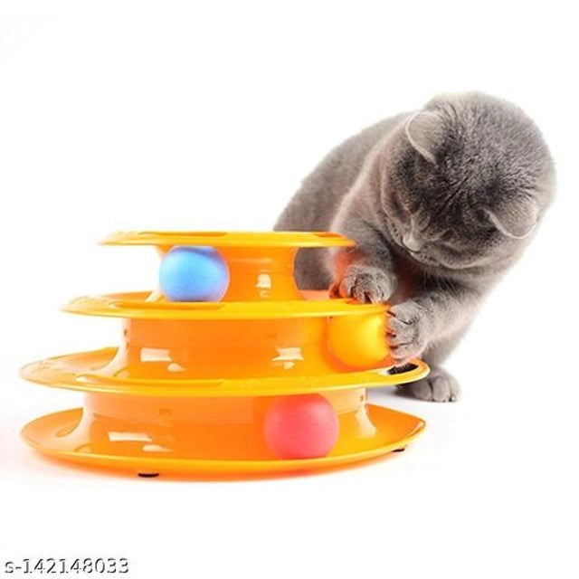 3 Layer Plastic Tower Toy for Pet (Yellow)