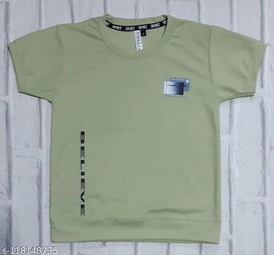 Cotton Blend Round Neck Printed T-Shirt for Boys (Green, 4-5 Years)