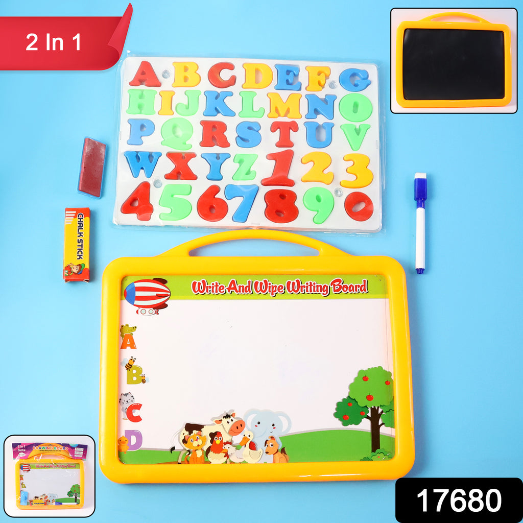 2-in-1 Kids Writing Board Set  Double-sided Whiteboard  Blackboard