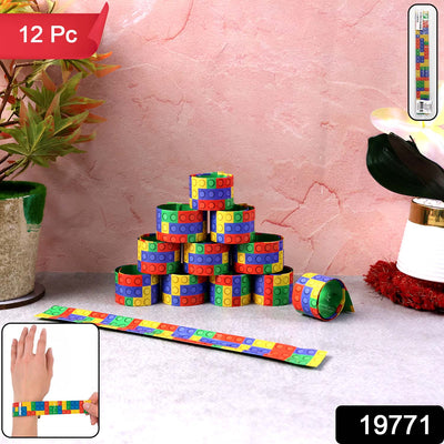 Colorful Snap Slap Bracelet Toy (12 Pc Set )